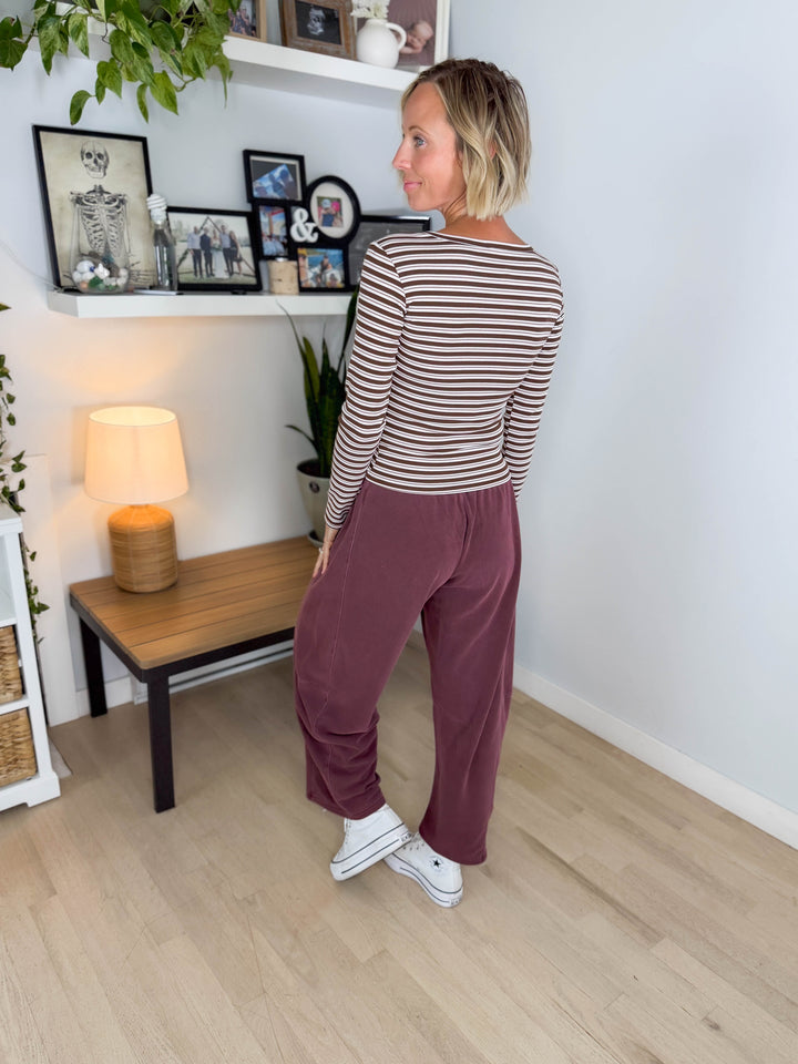 Banks Button Down Knit Long Sleeve- BROWN MULTI