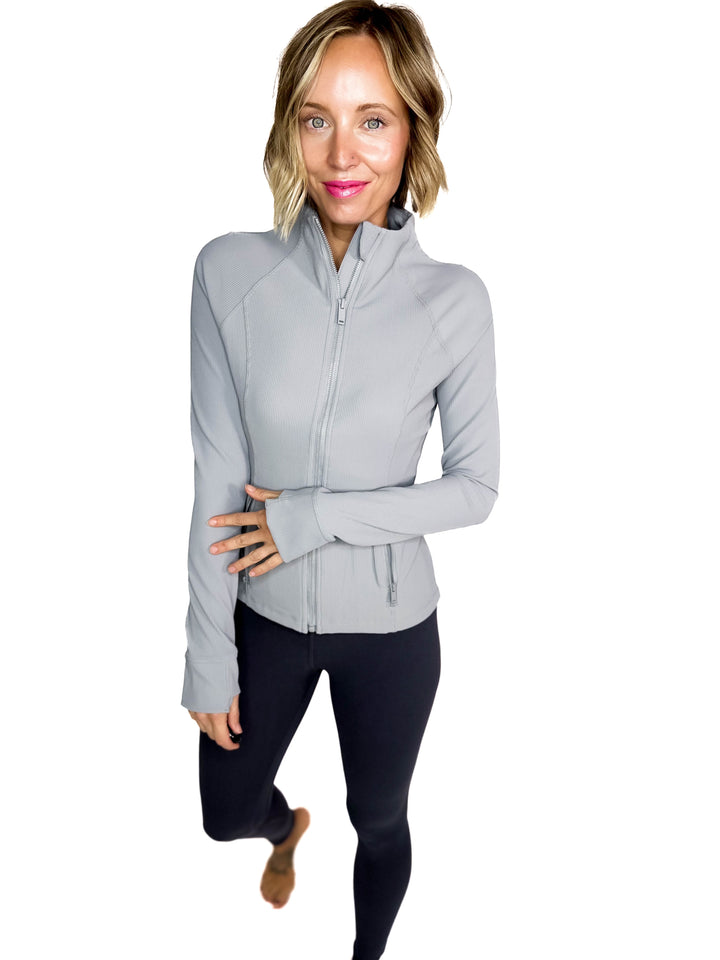 Aero Stretch Ribbed Jacket- RHINO GREY