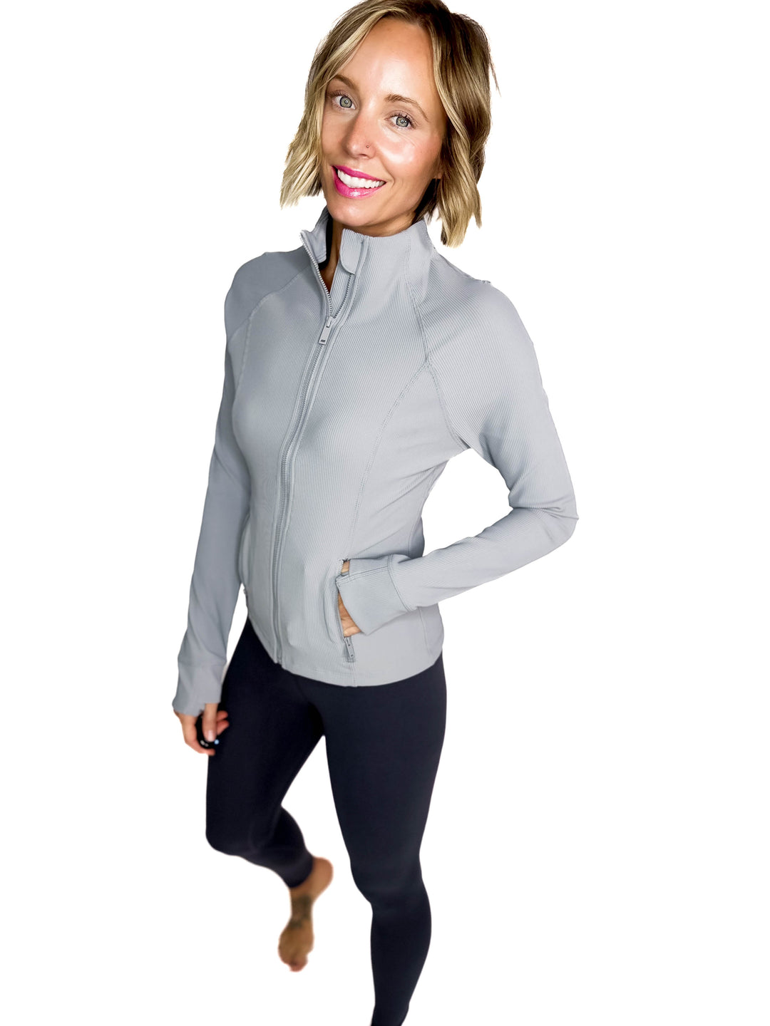 Aero Stretch Ribbed Jacket- RHINO GREY