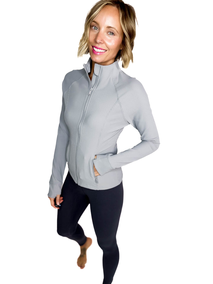 Aero Stretch Ribbed Jacket- RHINO GREY