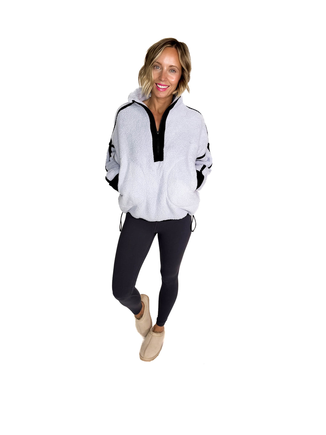 Tundra Mock Neck 1/2 Zip Sherpa Jacket- LAVENDER BLUE/BLACK