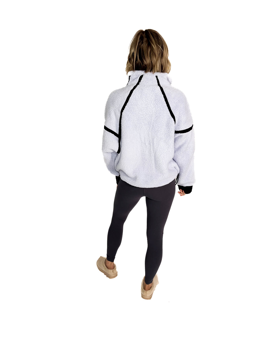 Tundra Mock Neck 1/2 Zip Sherpa Jacket- LAVENDER BLUE/BLACK