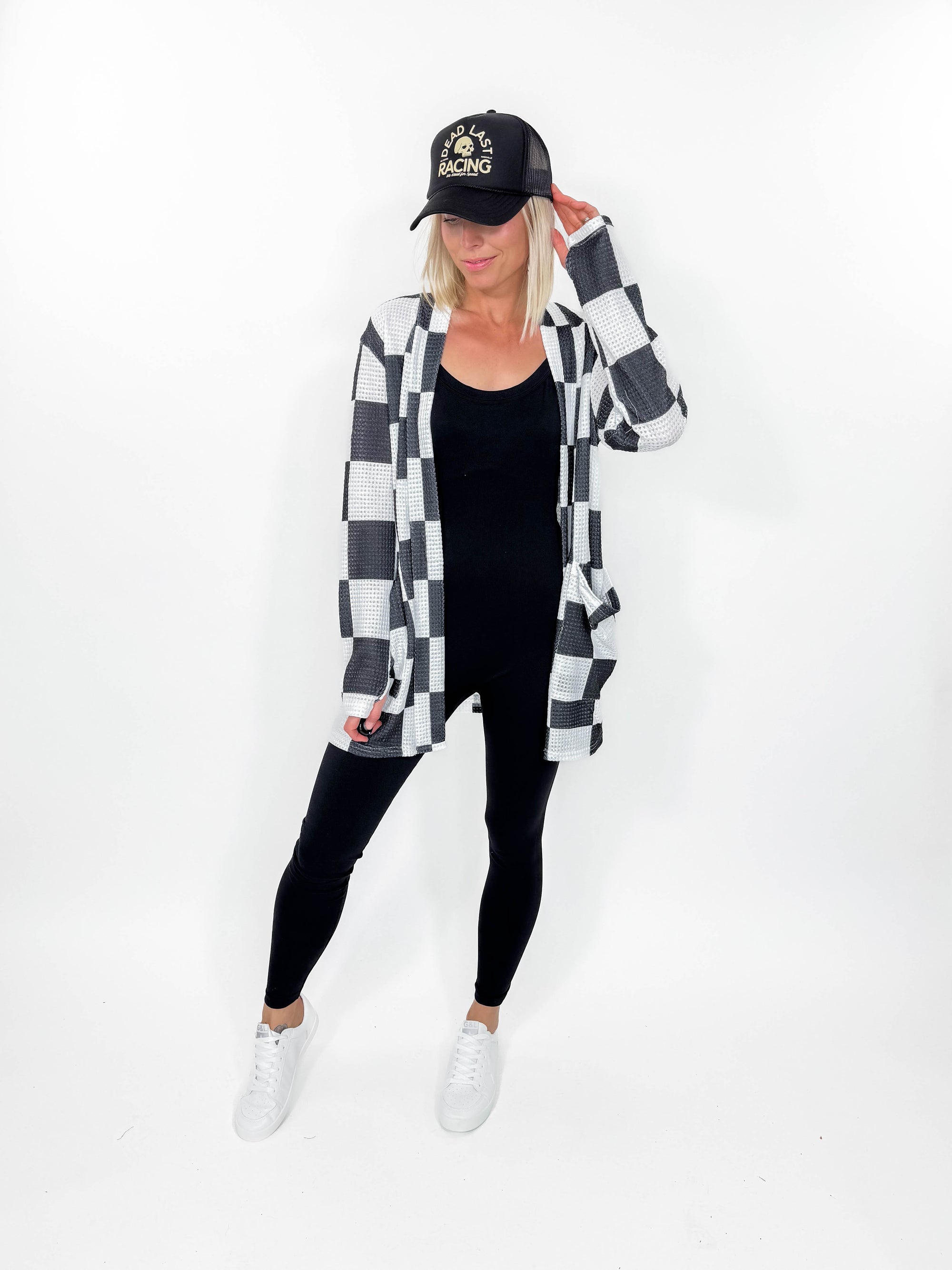 Lola Checker Cardigan- BLACK/WHITE