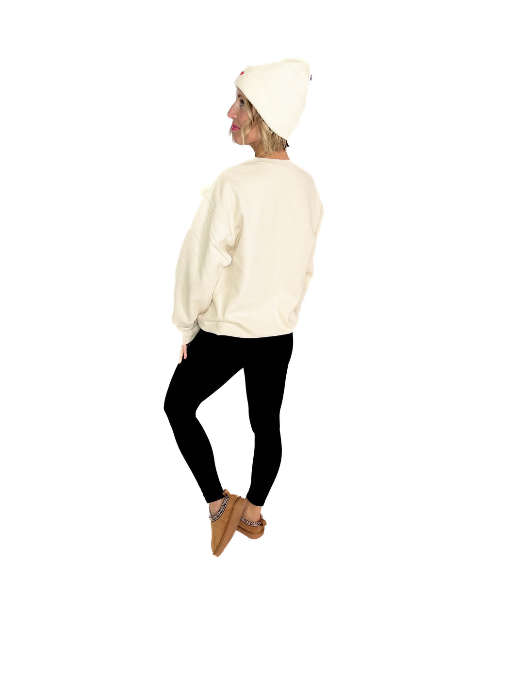 Cozy Season Leopard Graphic Crewneck- OATMEAL