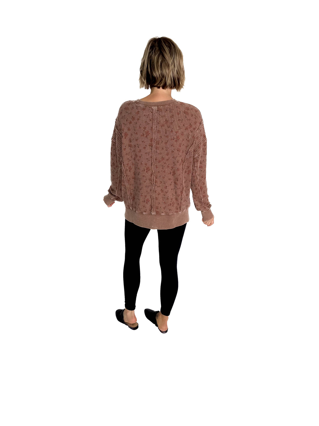 Inka Thermal Vintage Floral Pullover- MOCHA