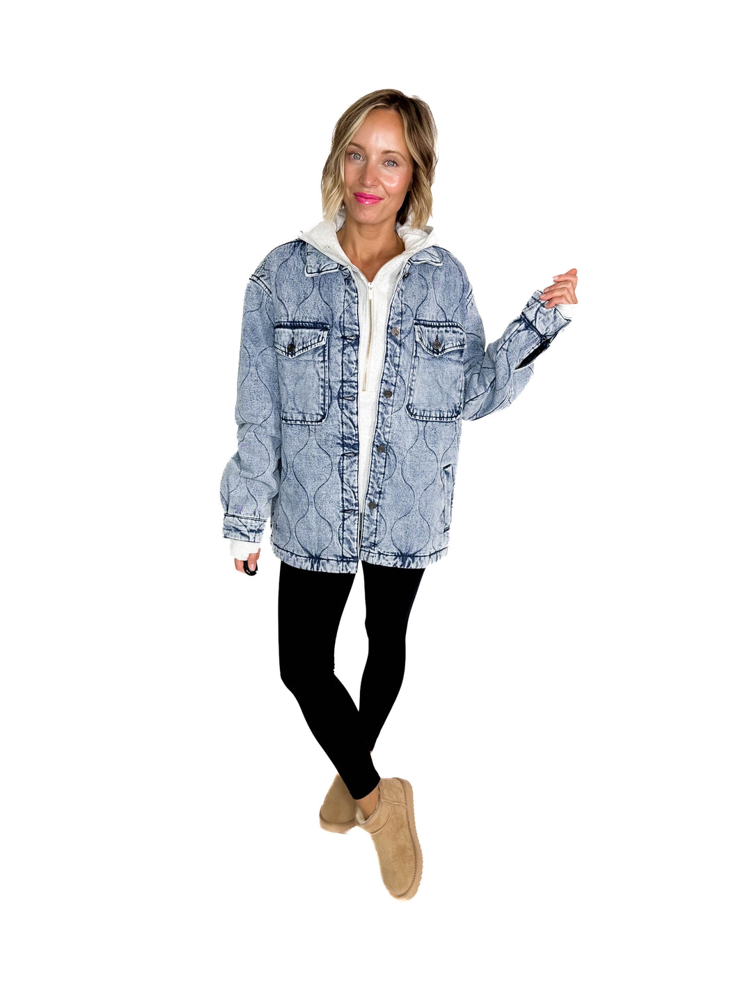 Deniva Quilted Denim Jacket- DENIM BLUE