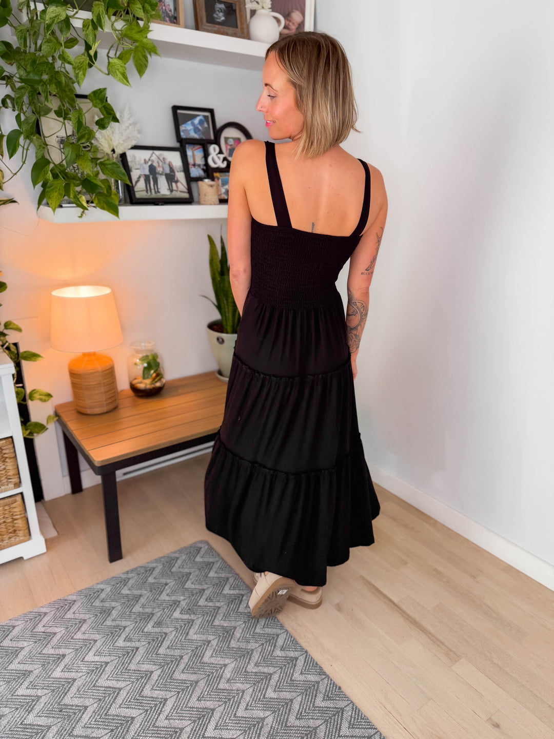 Althea Midi Dress- BLACK