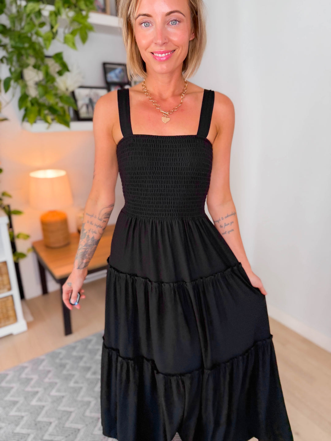 Althea Midi Dress- BLACK