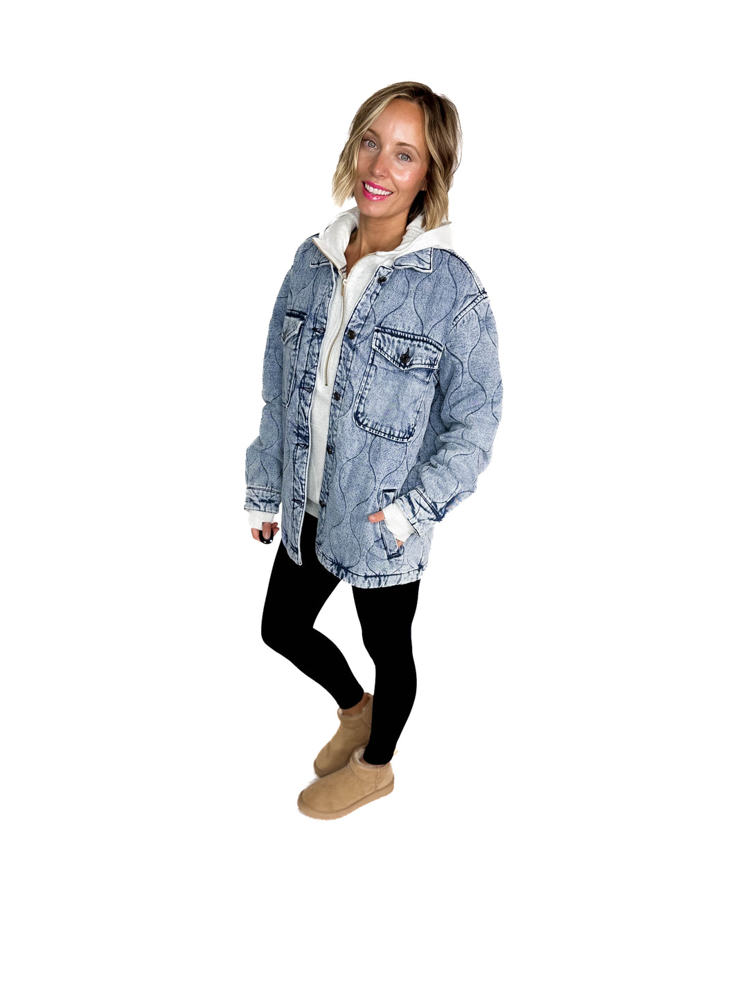 Deniva Quilted Denim Jacket- DENIM BLUE