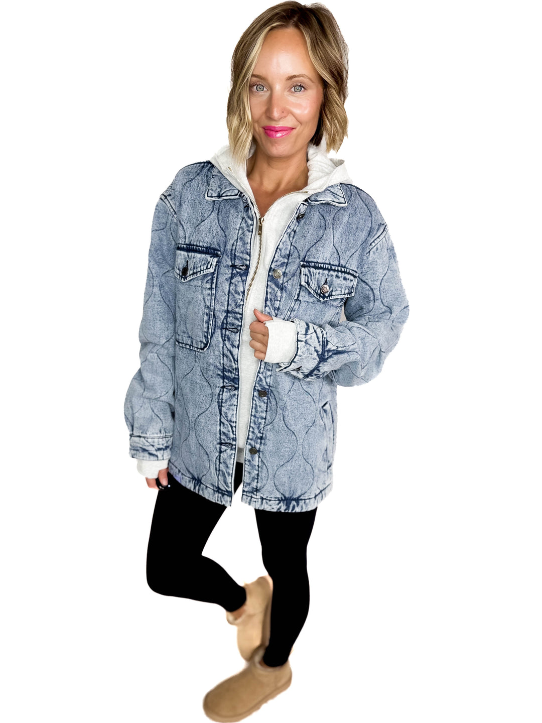 Deniva Quilted Denim Jacket- DENIM BLUE
