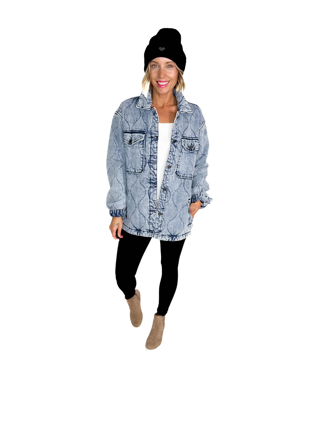 Deniva Quilted Denim Jacket- DENIM BLUE