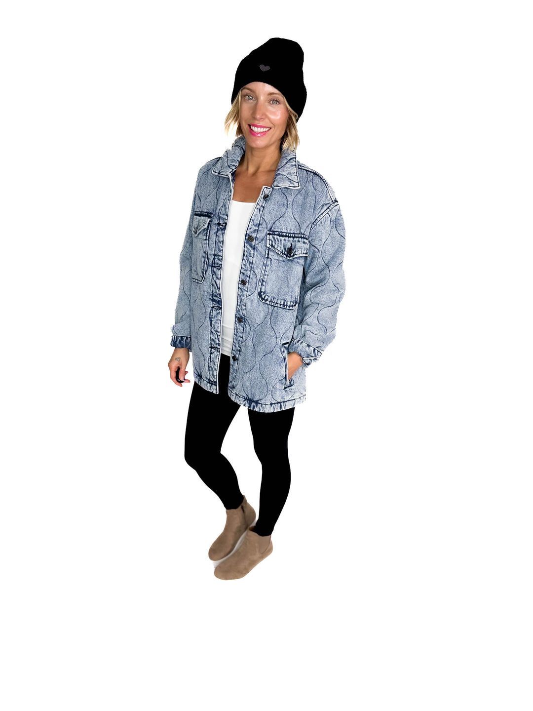 Deniva Quilted Denim Jacket- DENIM BLUE