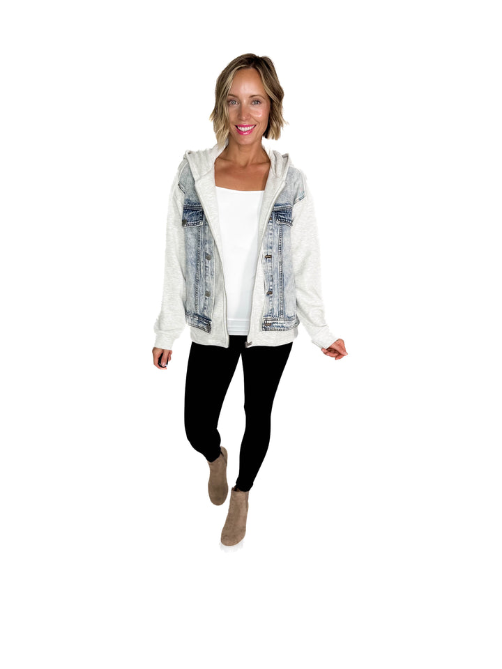Jordana Fleece Lined Hoodie Jacket- HEATHER GREY