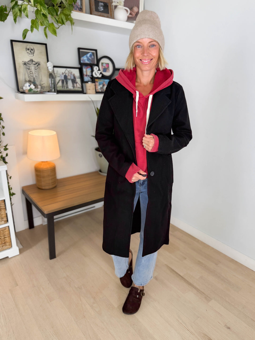 Burwood Collared Coat- BLACK