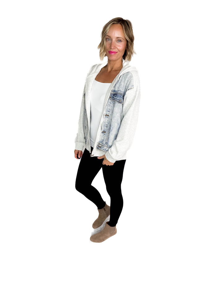 Jordana Fleece Lined Hoodie Jacket- HEATHER GREY