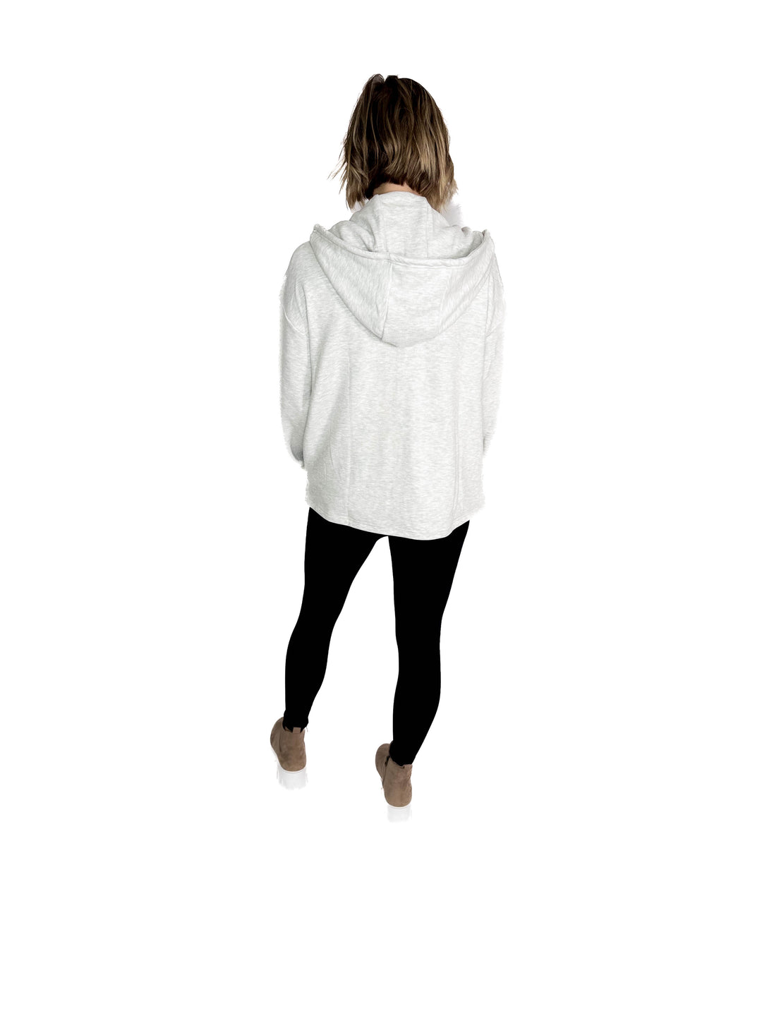 Jordana Fleece Lined Hoodie Jacket- HEATHER GREY
