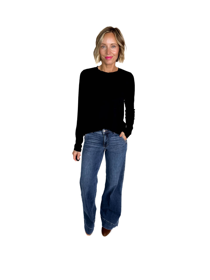 Natalie Modal Long Sleeve Top- BLACK