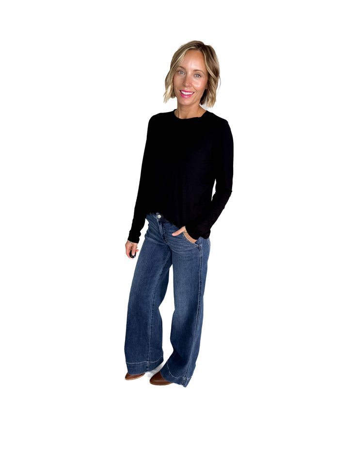 Natalie Modal Long Sleeve Top- BLACK