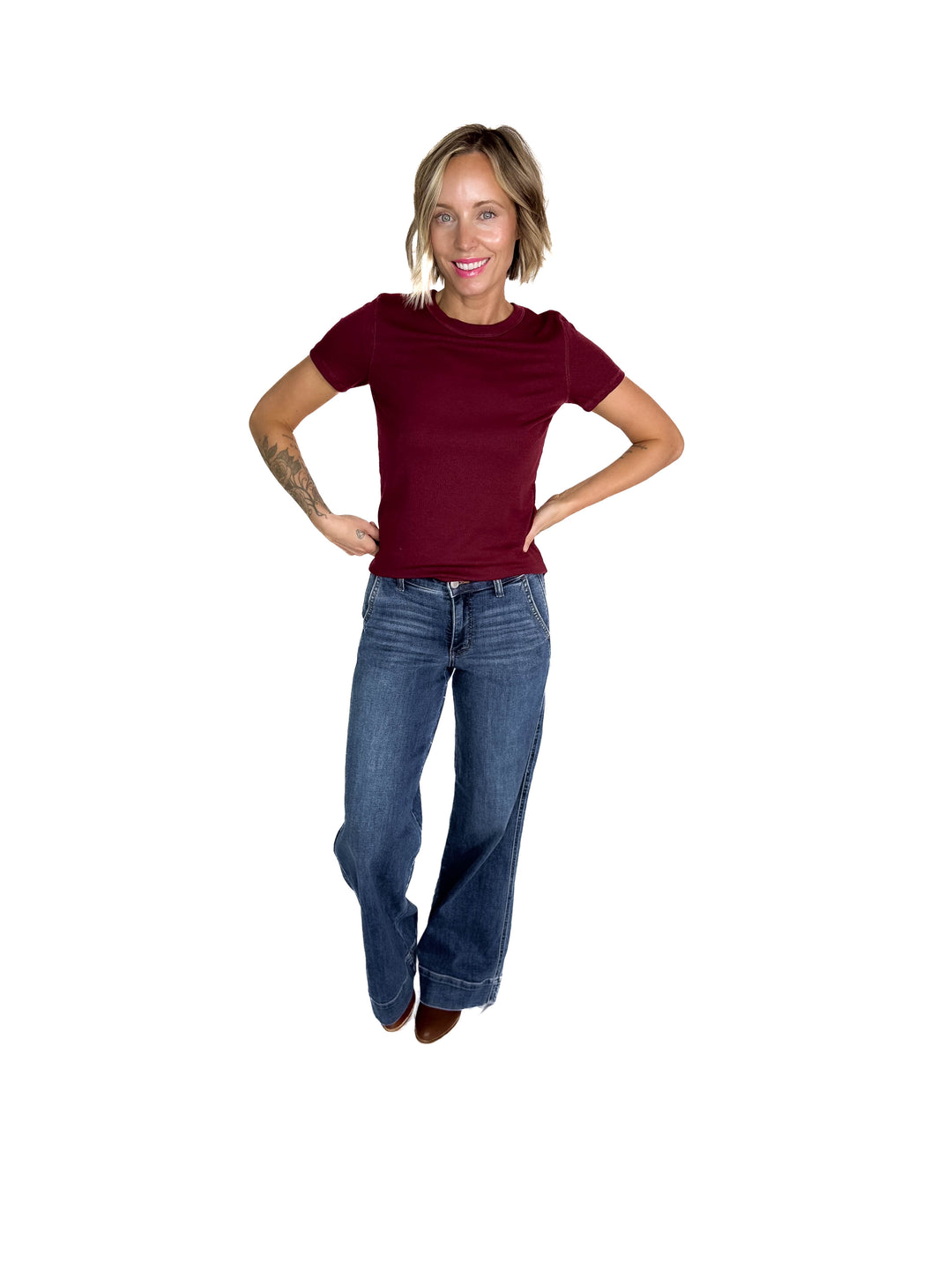 Muse Mid Rise Trouser Retro Wide Leg Jean- DARK WASH