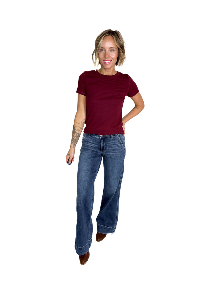 Muse Mid Rise Trouser Retro Wide Leg Jean- DARK WASH