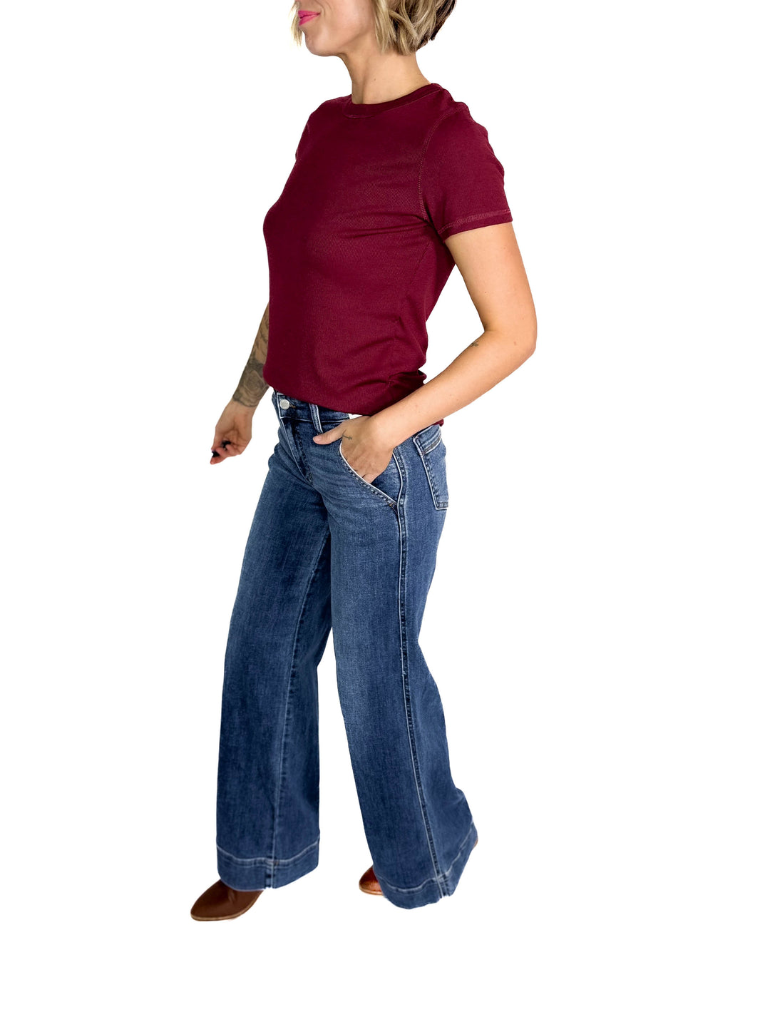 Muse Mid Rise Trouser Retro Wide Leg Jean- DARK WASH