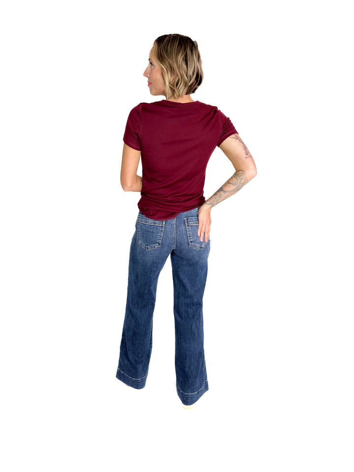 Muse Mid Rise Trouser Retro Wide Leg Jean- DARK WASH