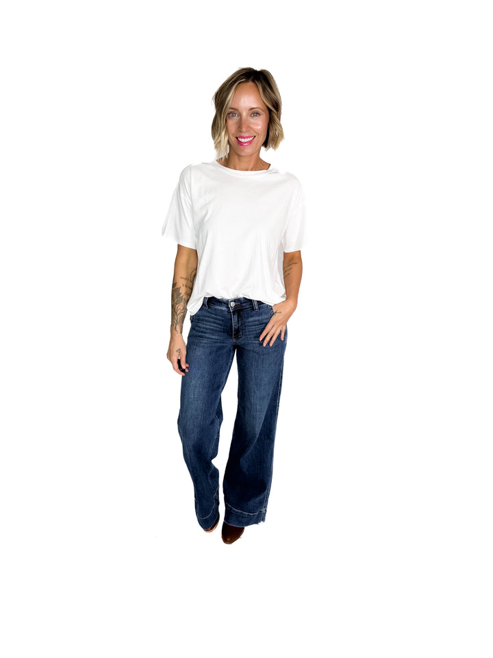Athena Cotton Jersey Boyfriend T-Shirt- OFF WHITE