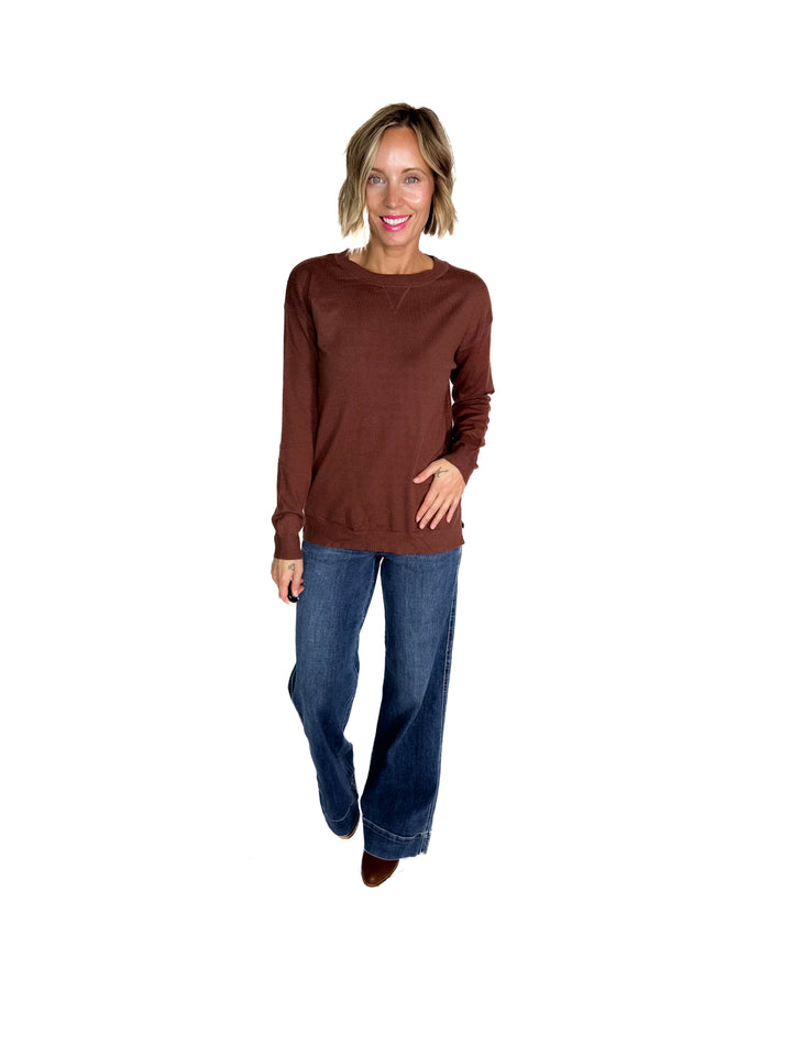 Nina Crew Neck Sweater- CHOCOLATE