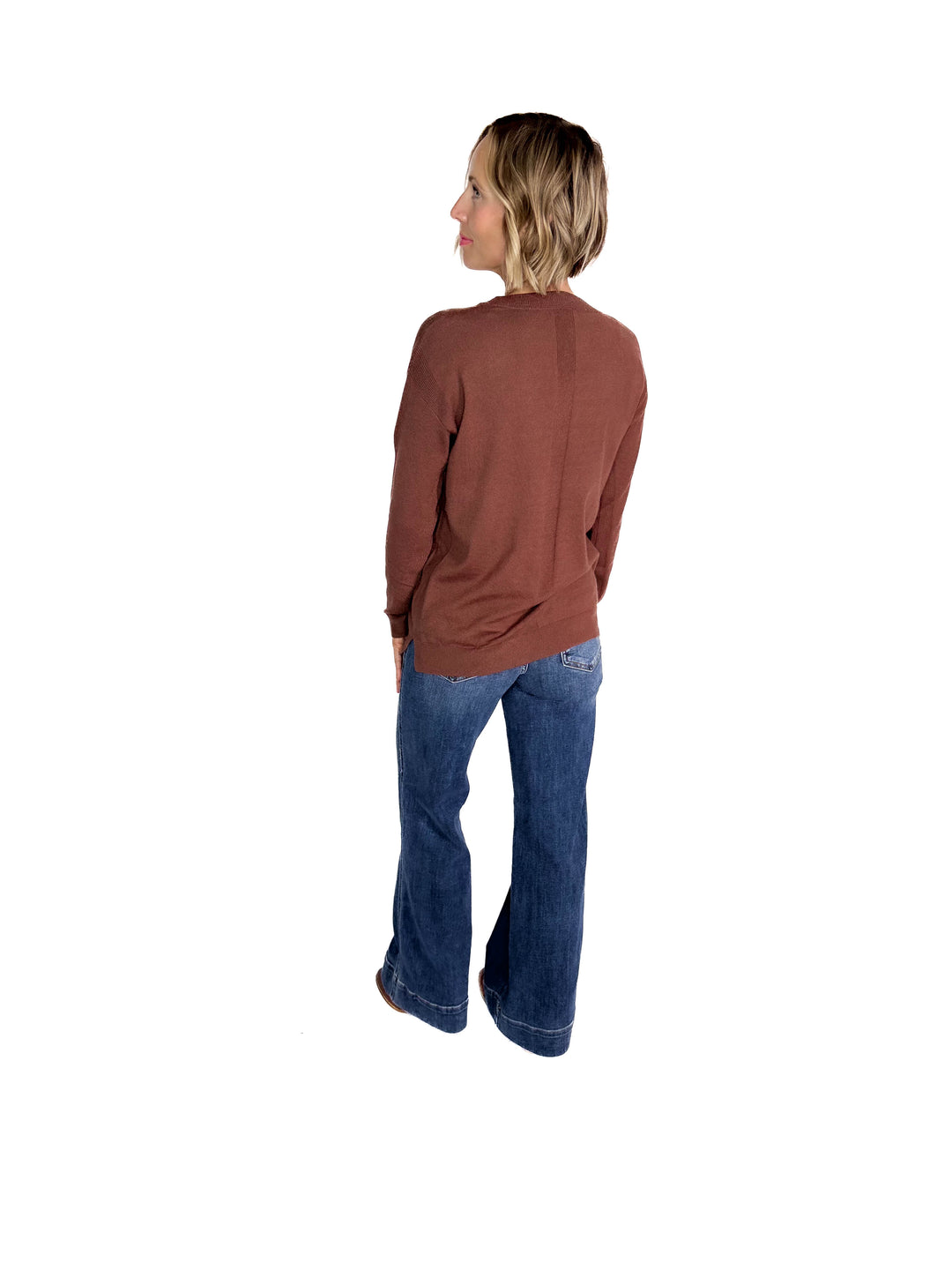 Nina Crew Neck Sweater- CHOCOLATE