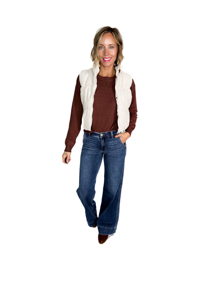 Rockies Reversible Sherpa Vest- CREAM