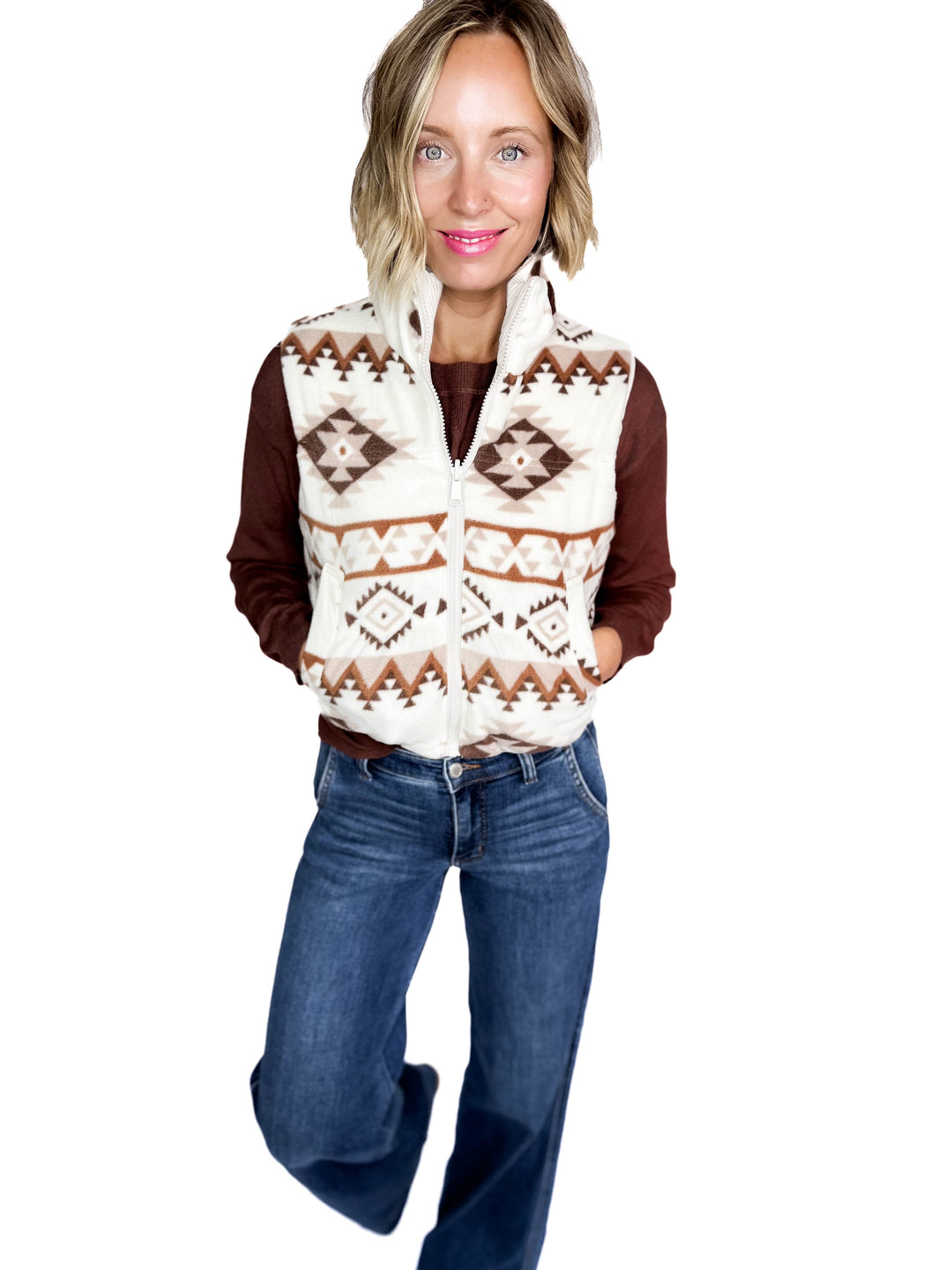 Rockies Reversible Sherpa Vest- CREAM