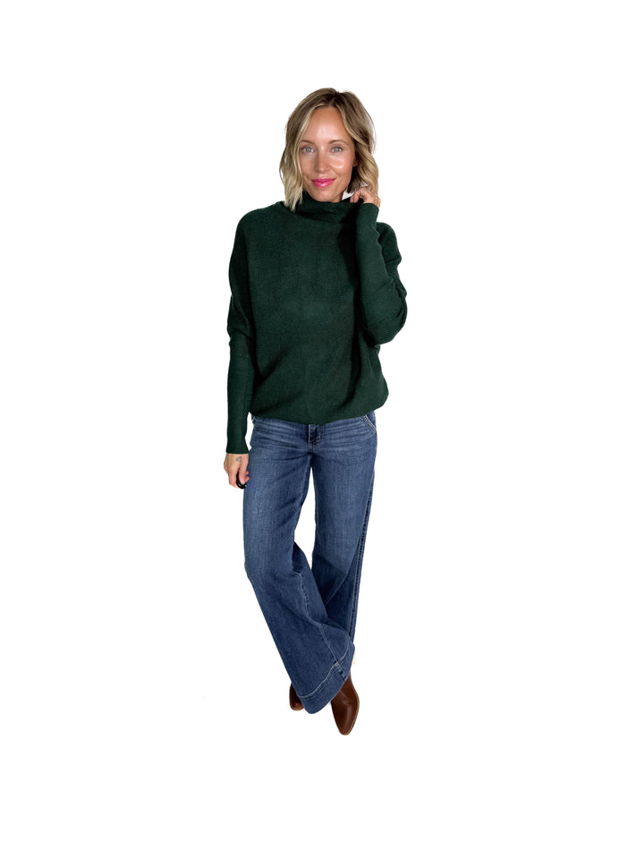 Wrenley Dolman Knit Sweater- HUNTER GREEN