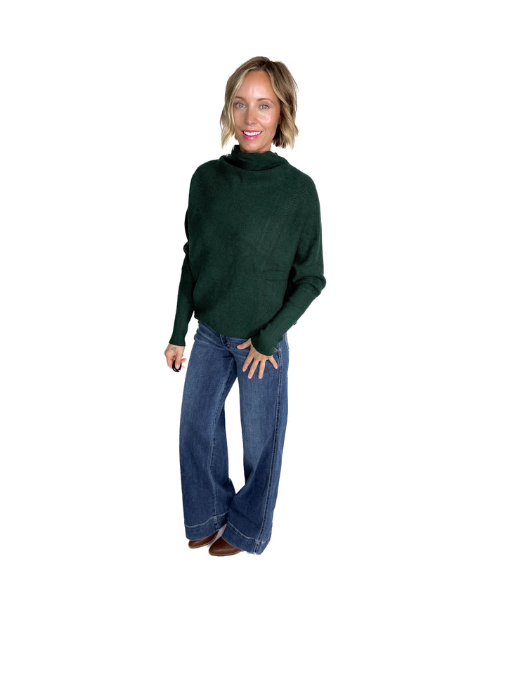 Wrenley Dolman Knit Sweater- HUNTER GREEN