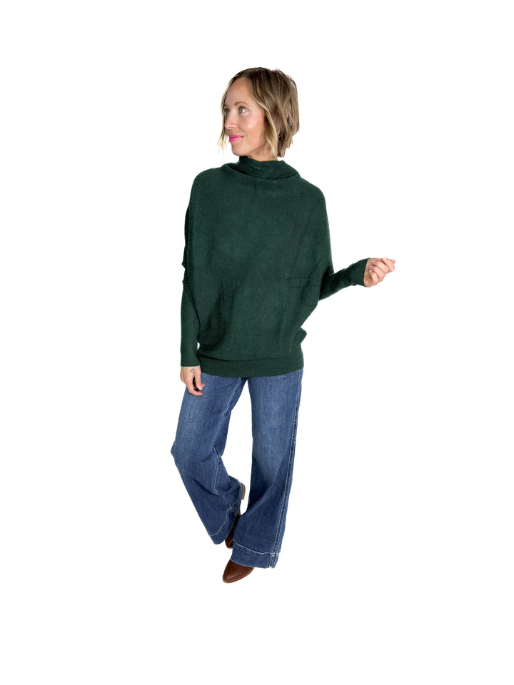 Wrenley Dolman Knit Sweater- HUNTER GREEN