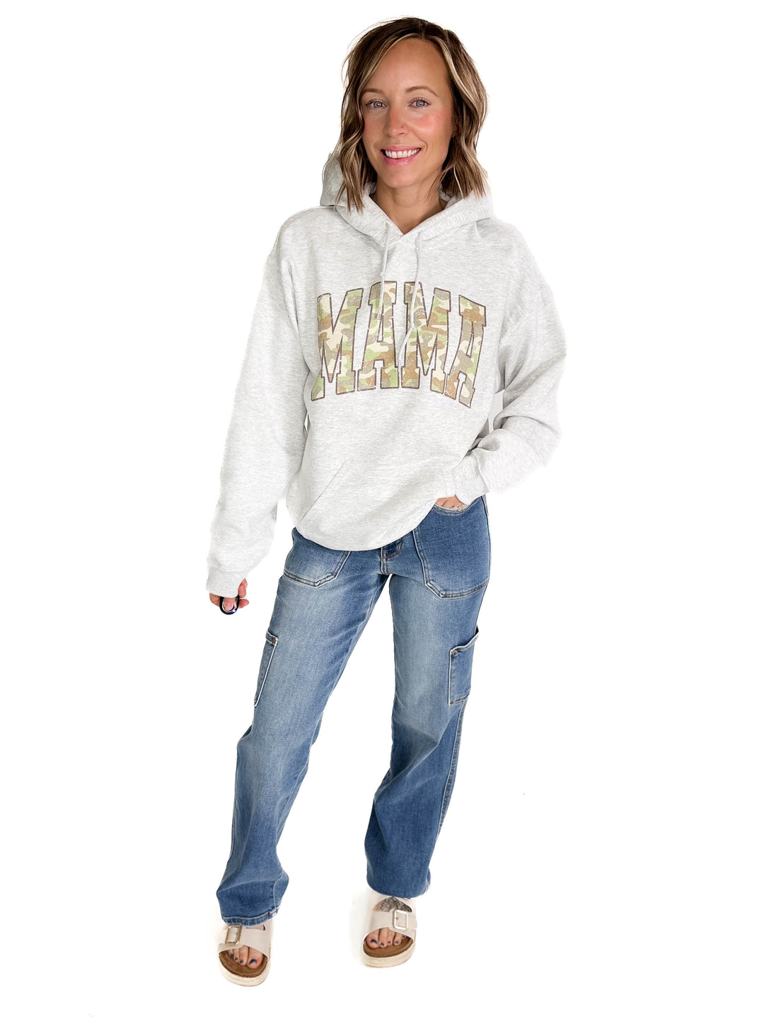 Mama Camo Hoodie- ASH GREY