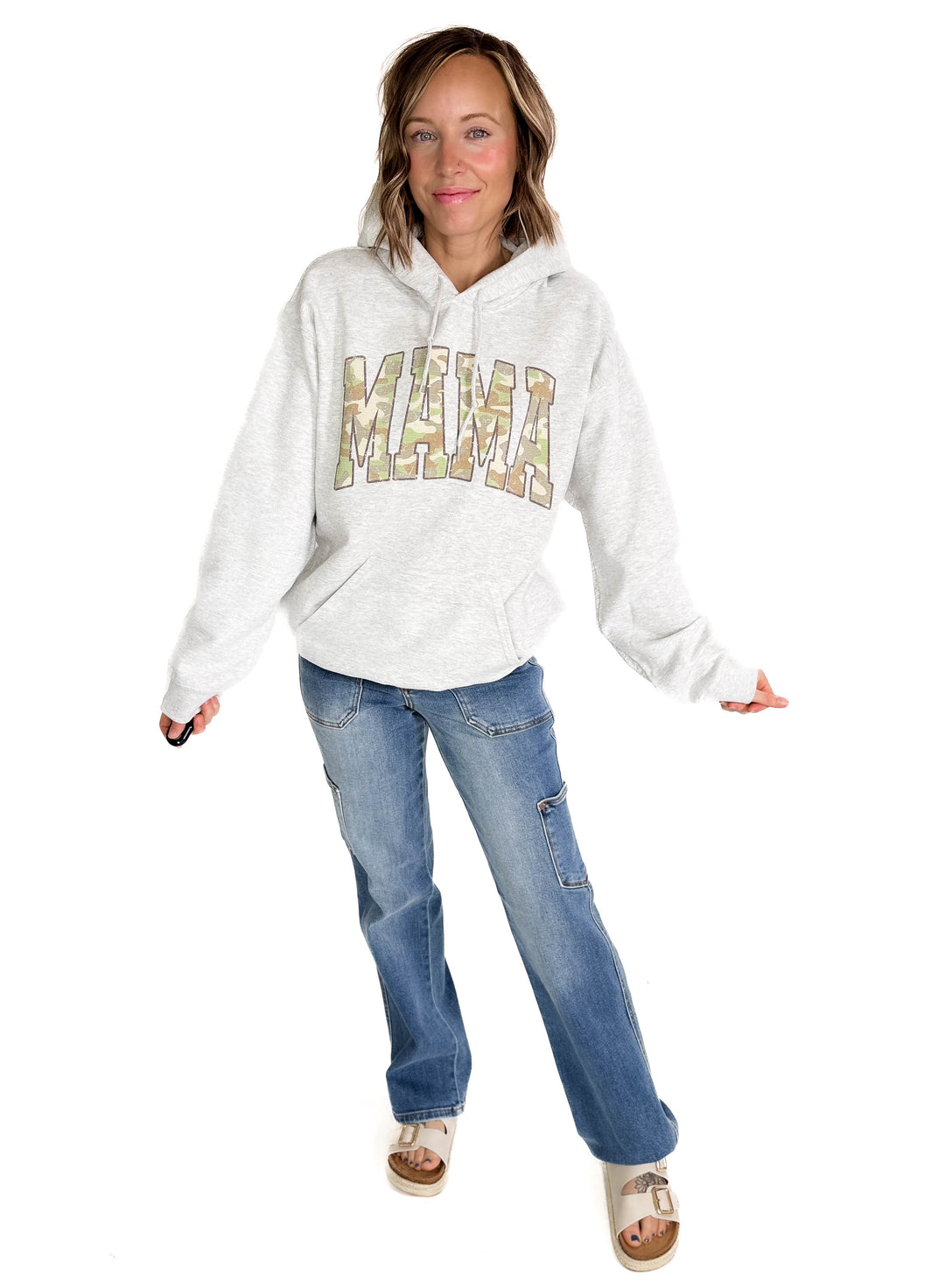 Mama Camo Hoodie- ASH GREY