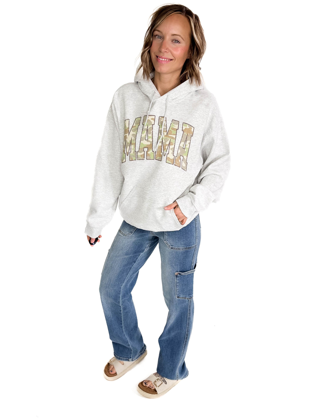 Mama Camo Hoodie- ASH GREY