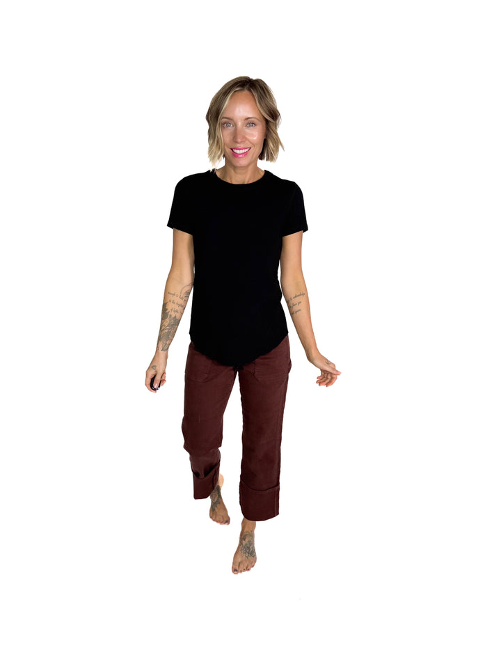 Beth Ribbed Short Sleeve- BLACK
