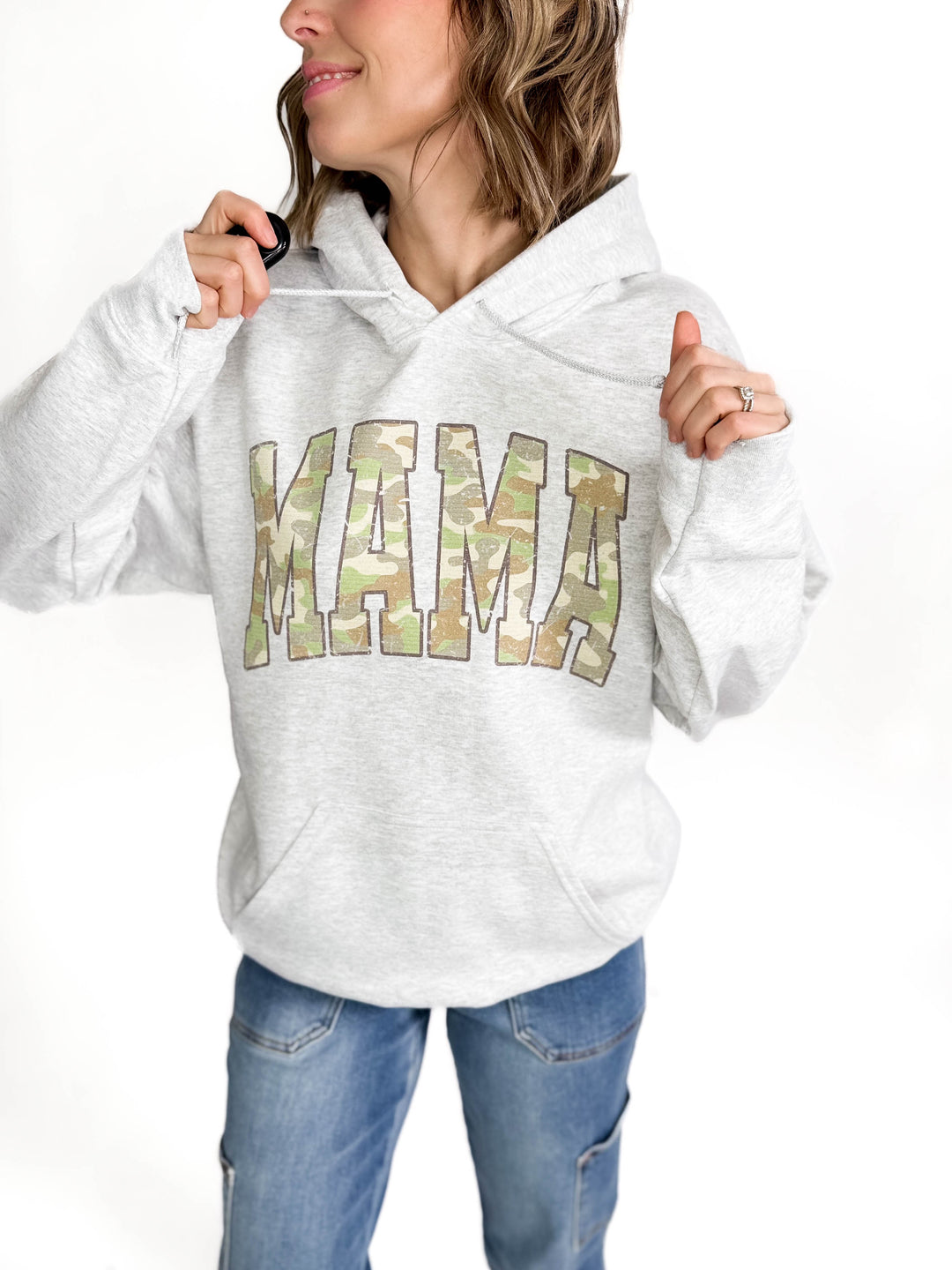 Mama Camo Hoodie- ASH GREY