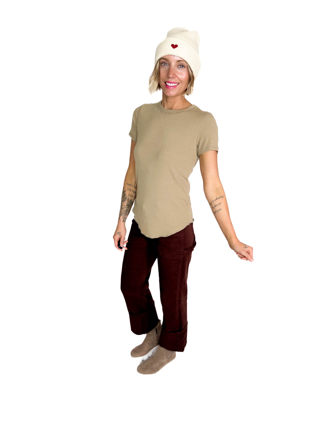 Beth Ribbed Short Sleeve- MOCHA