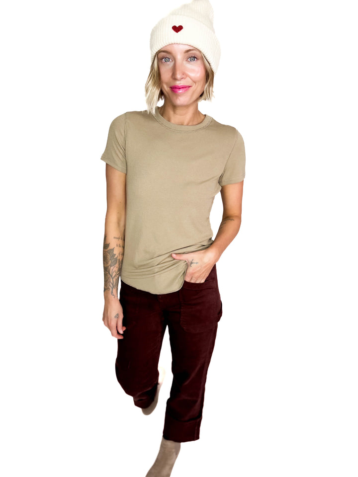 Beth Ribbed Short Sleeve- MOCHA