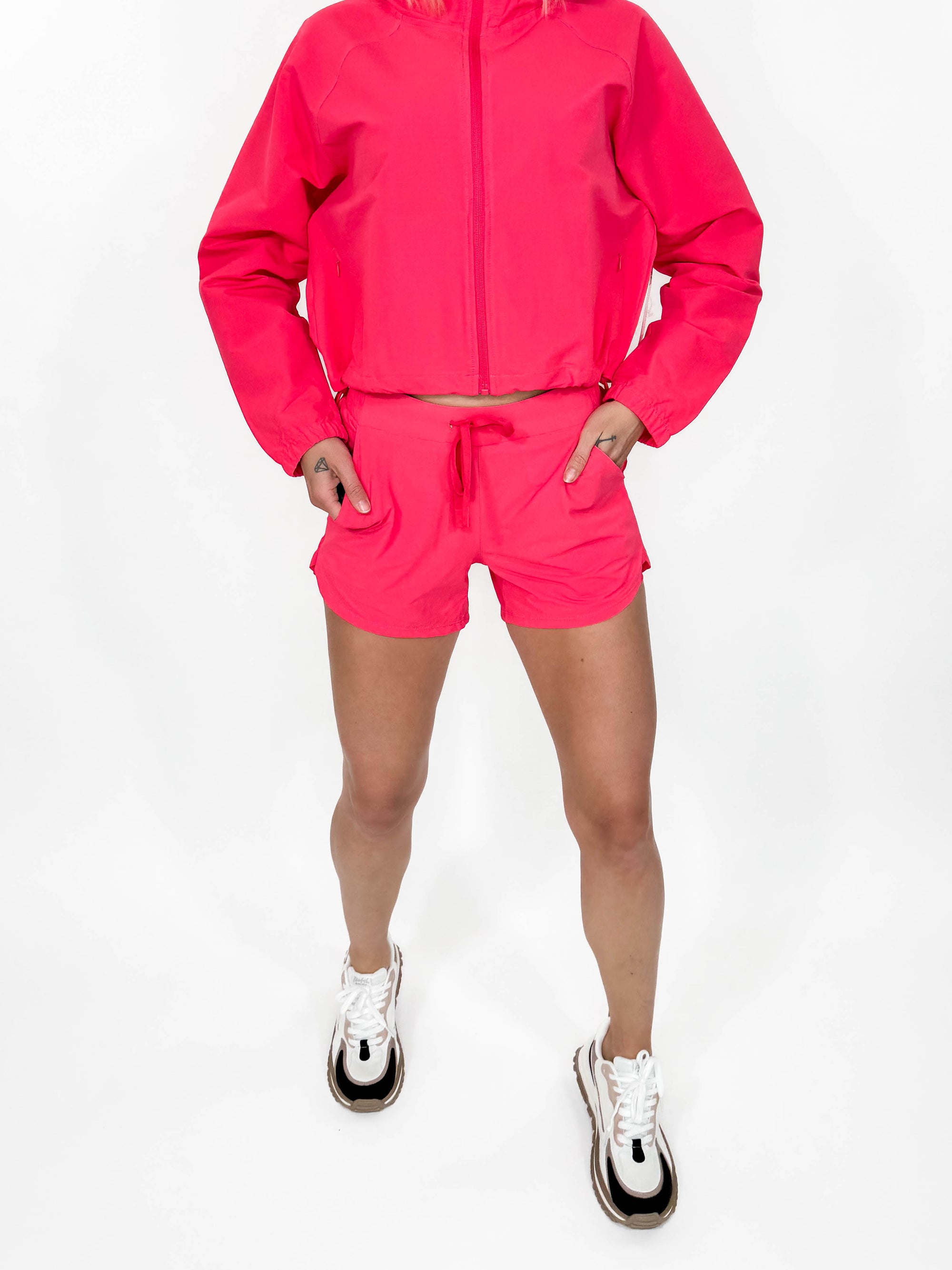 Lulu Lime Athleisure Shorts- BRIGHT PINK-FINAL SALE