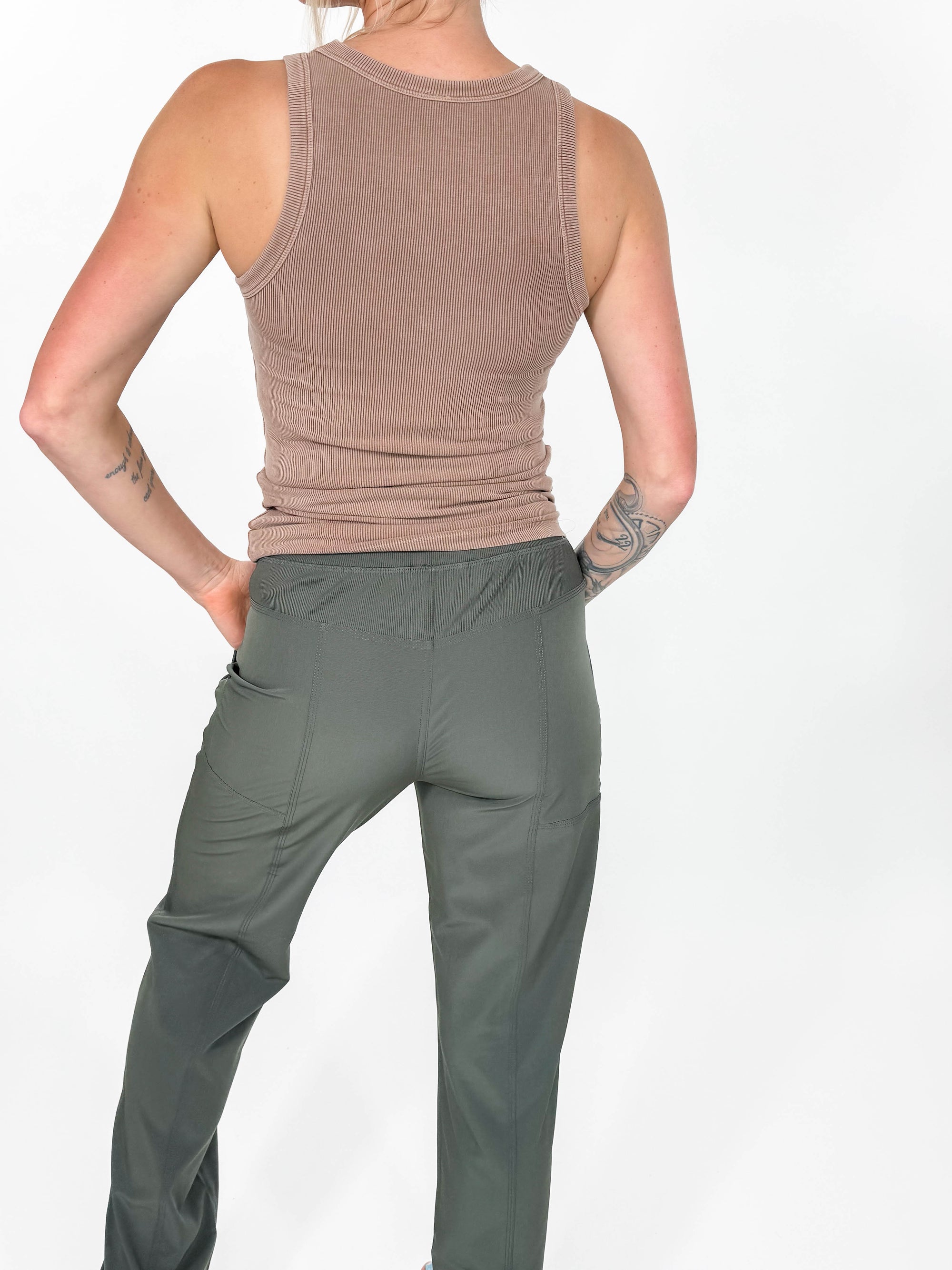 Oxford Studio Pant- OLIVE-FINAL SALE