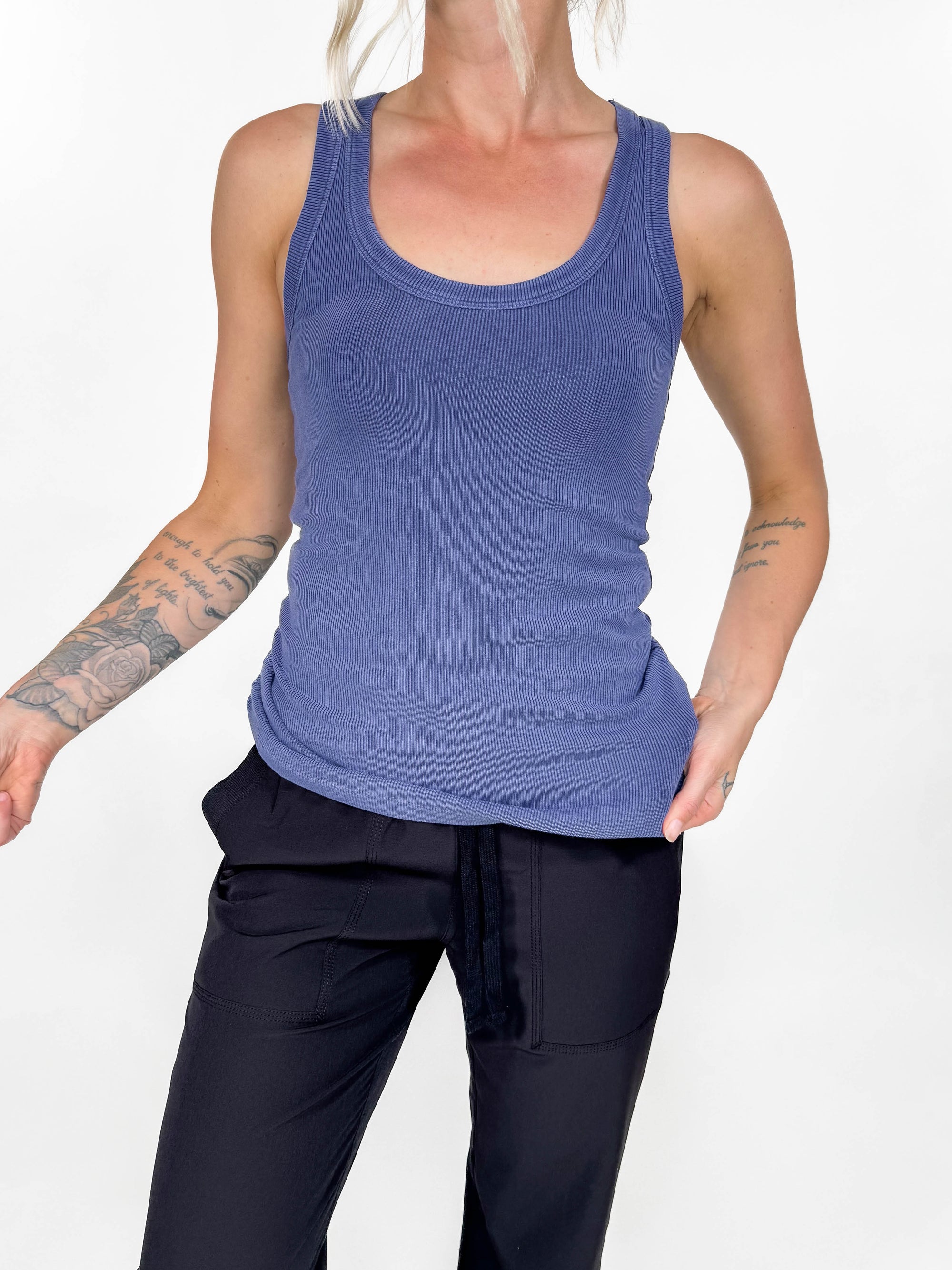 Stanford Ribbed Tank- ADMIRAL BLUE