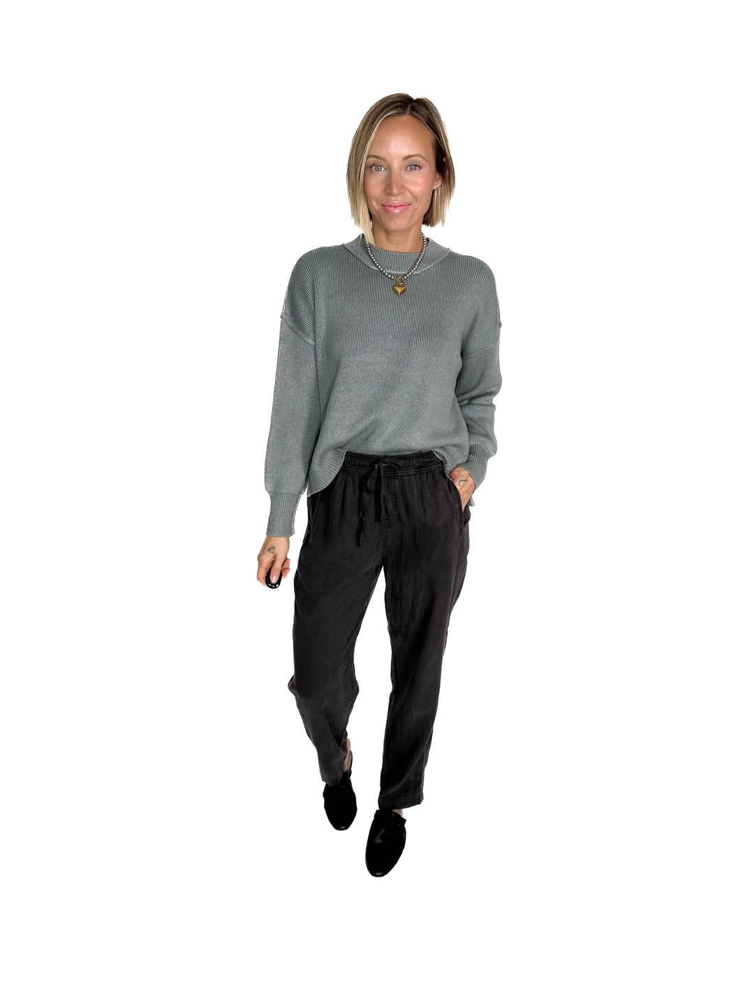 Verta Tencel Blend Tapered Pants- DARK CHARCOAL-FINAL SALE