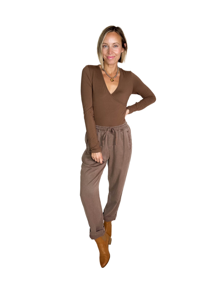 Verta Tencel Blend Tapered Pants- COCOA-FINAL SALE