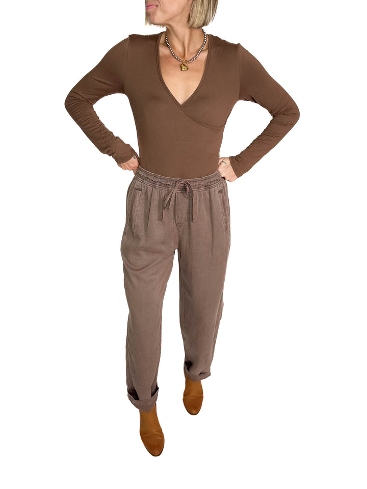 Verta Tencel Blend Tapered Pants- COCOA-FINAL SALE
