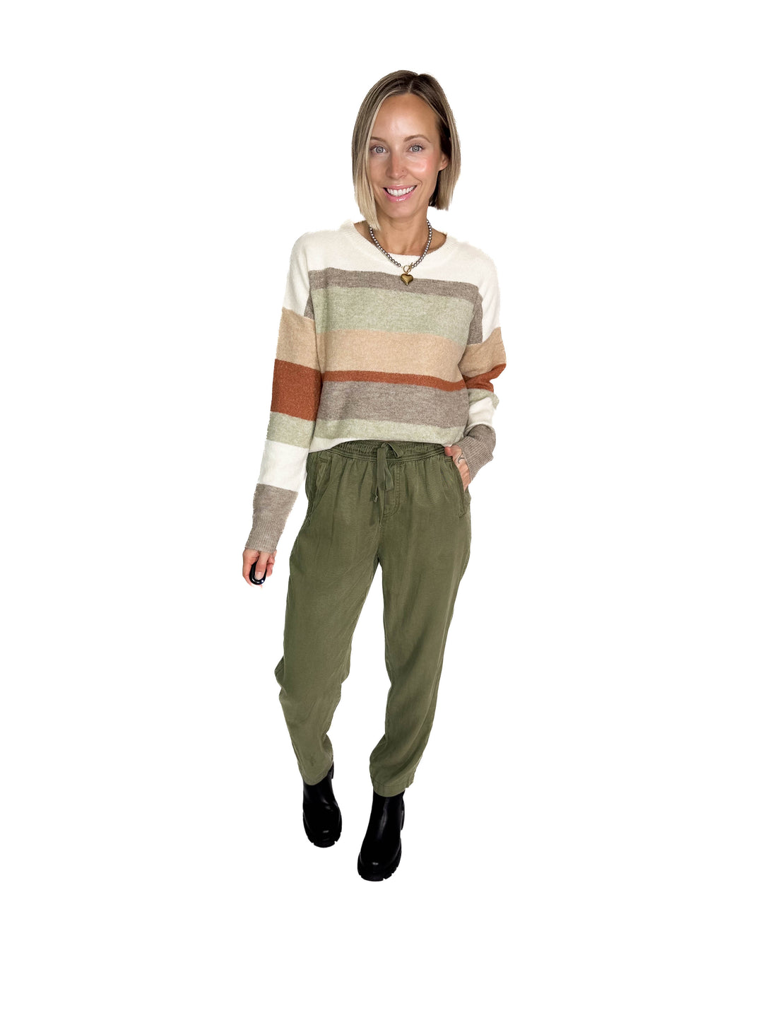 Verta Tencel Blend Tapered Pants- OLIVE-FINAL SALE