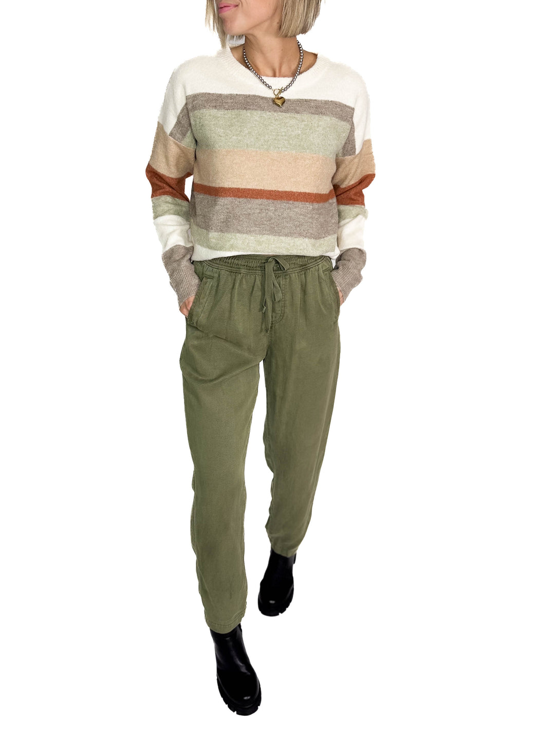 Verta Tencel Blend Tapered Pants- OLIVE-FINAL SALE