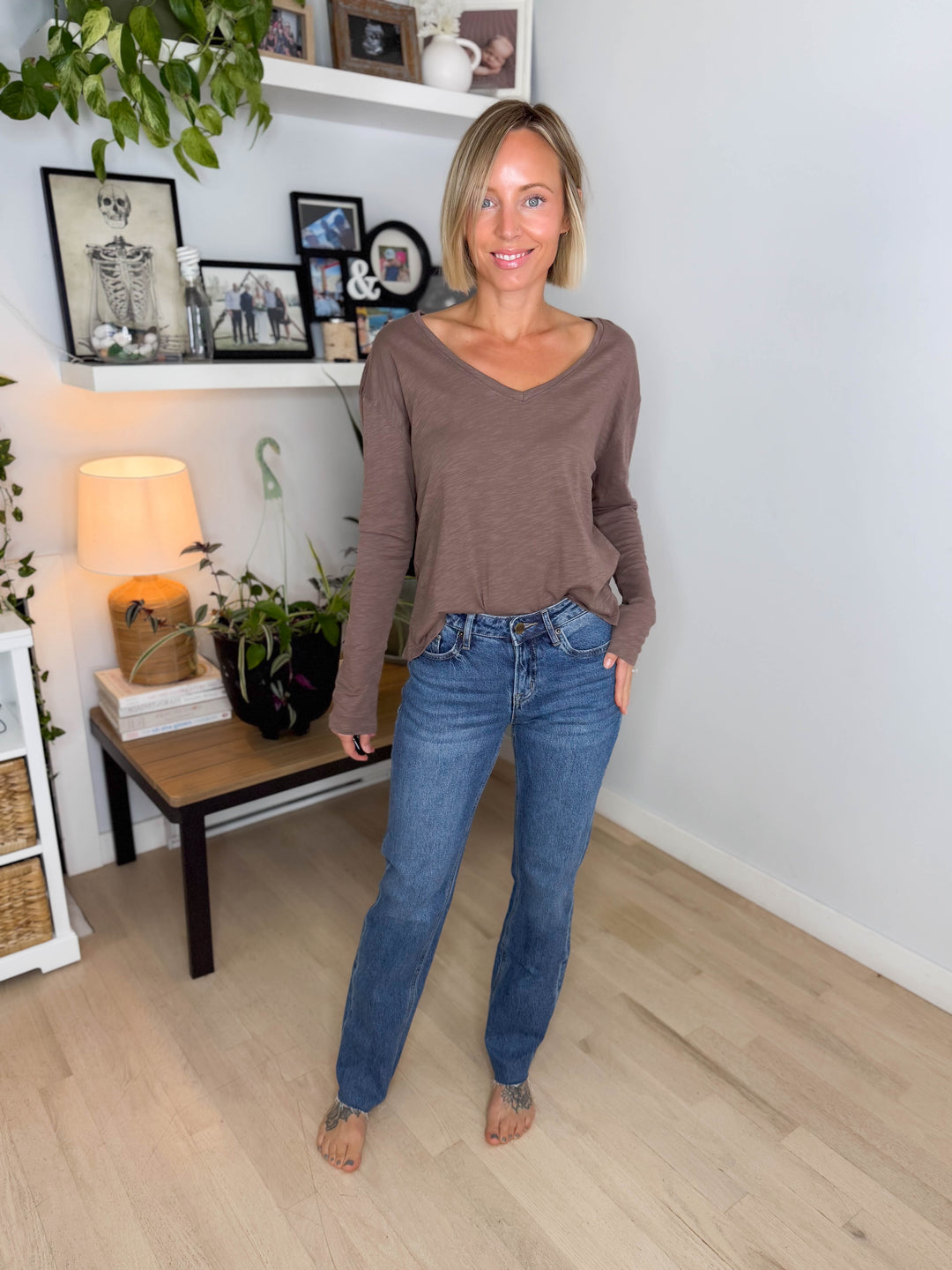 Mica Denim Shirley Mid Rise Straight Leg Jeans- INDIGO